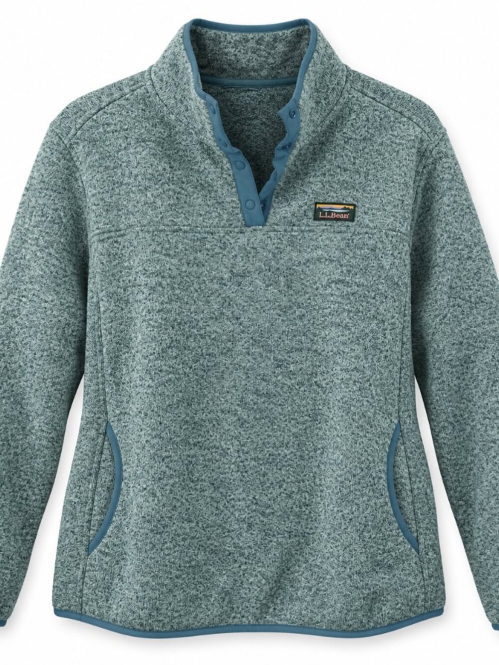 L.L.Bean 3X Plus Sweater Fleece Snap Pullover Blue Green Heather Outdoorsy